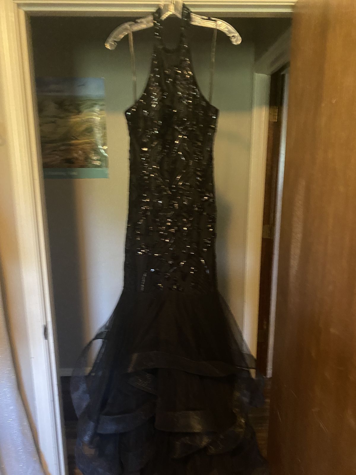 Envious Size 6 Halter Black Mermaid Dress on Queenly