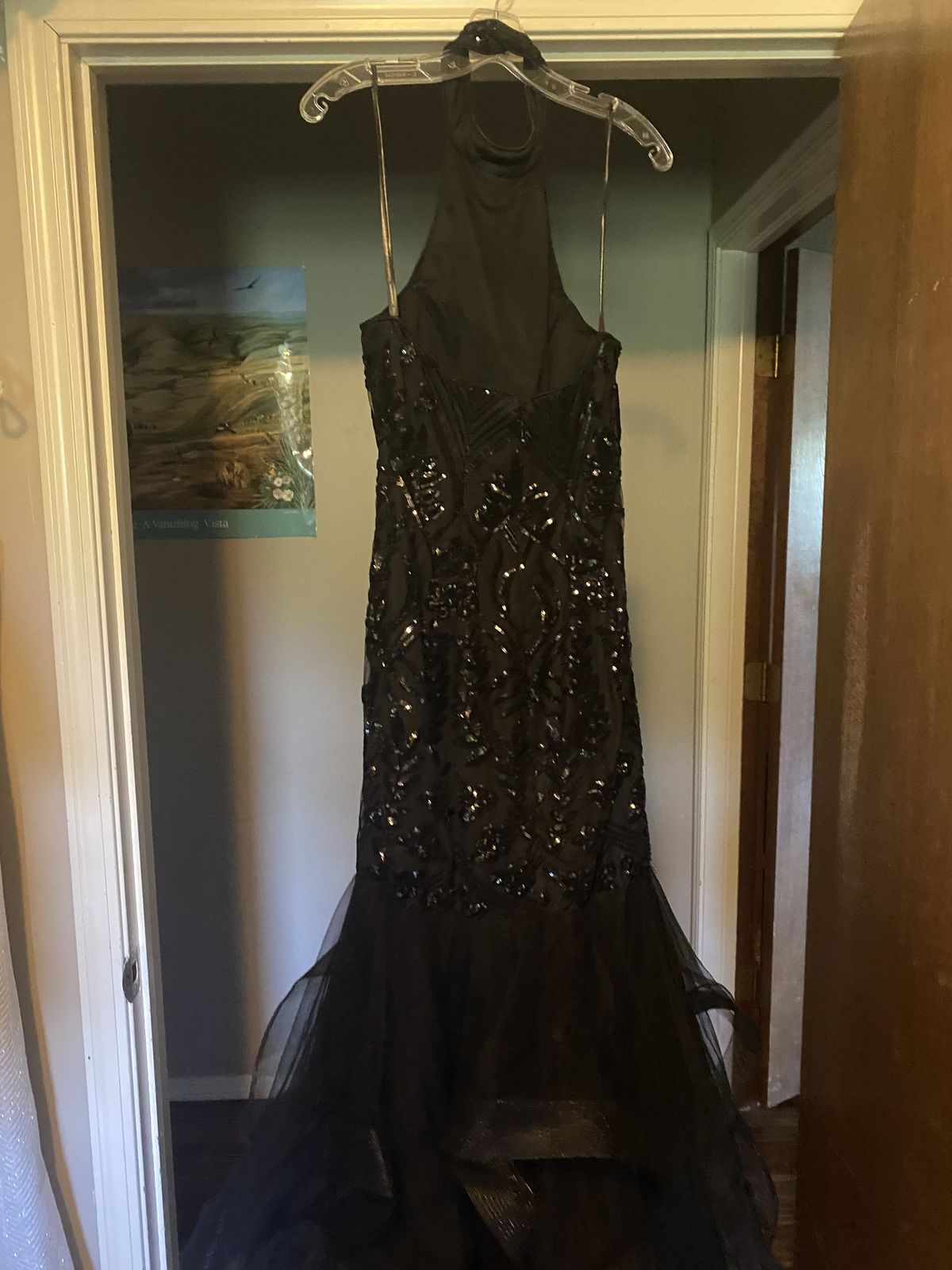 Envious Size 6 Halter Black Mermaid Dress on Queenly