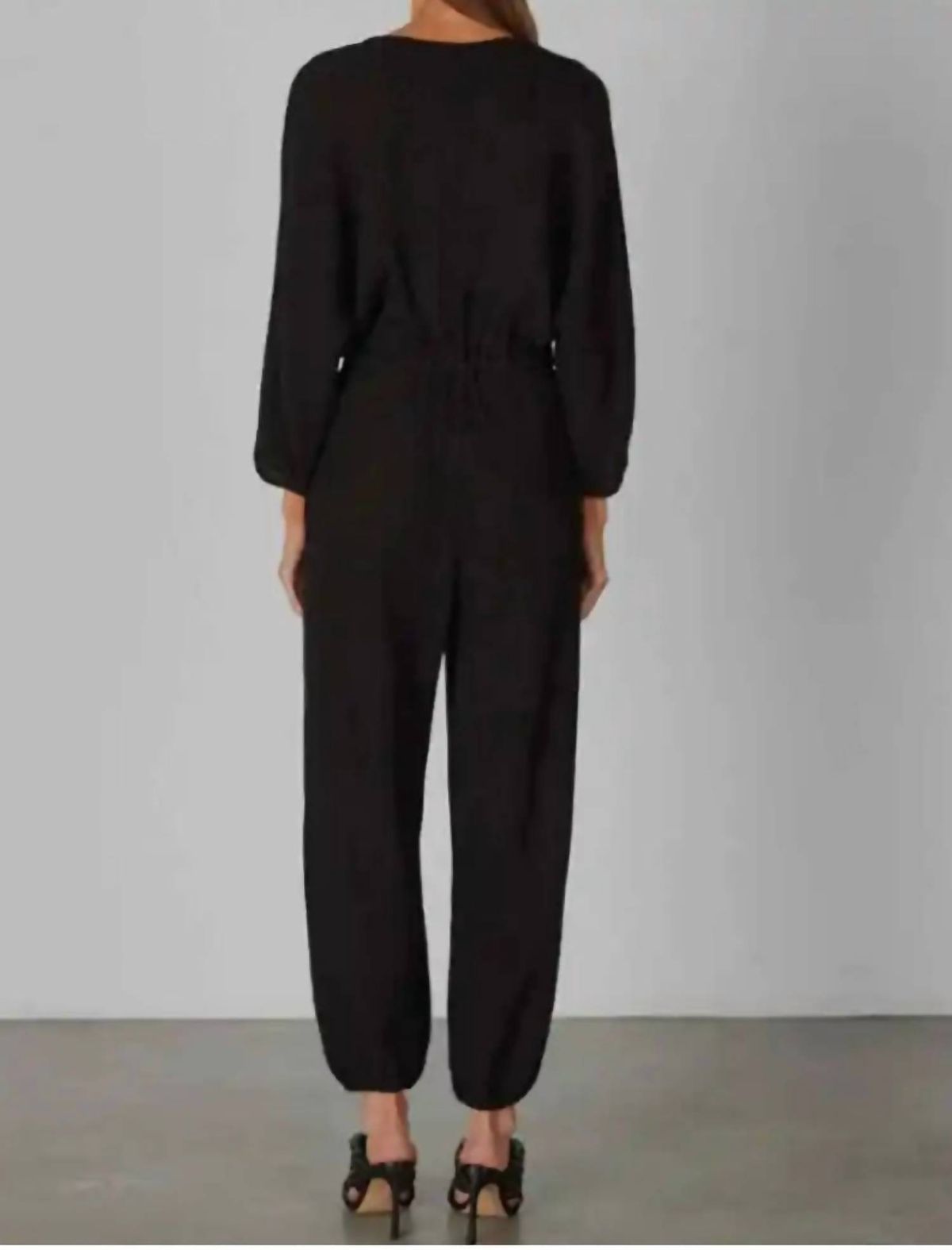 Style 1-1269521017-5 Enza Costa Size 0 Long Sleeve Black Formal Jumpsuit on Queenly