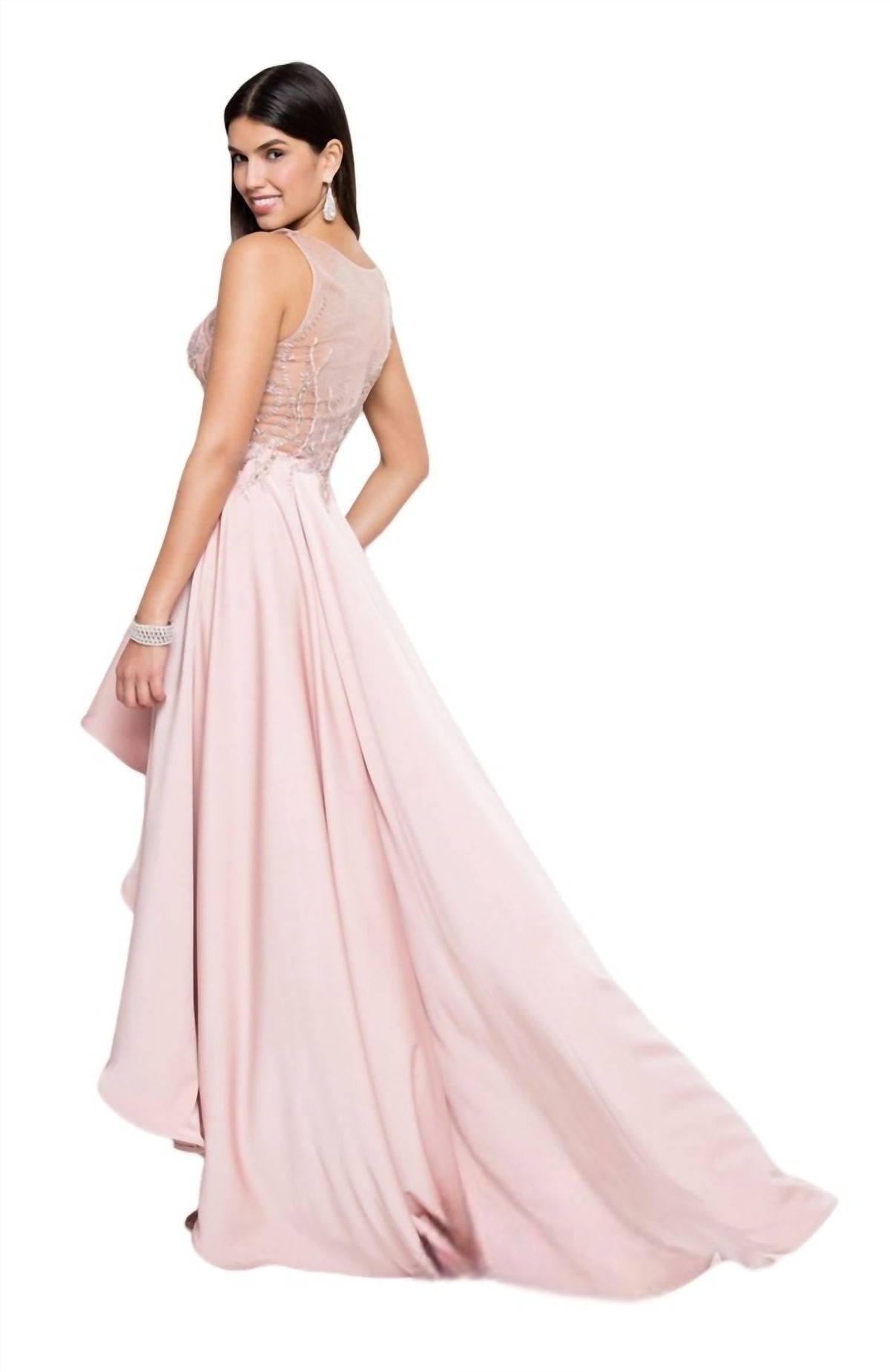 Style 1-156693116-98 Terani Couture Size 10 Sheer Pink Ball Gown on Queenly