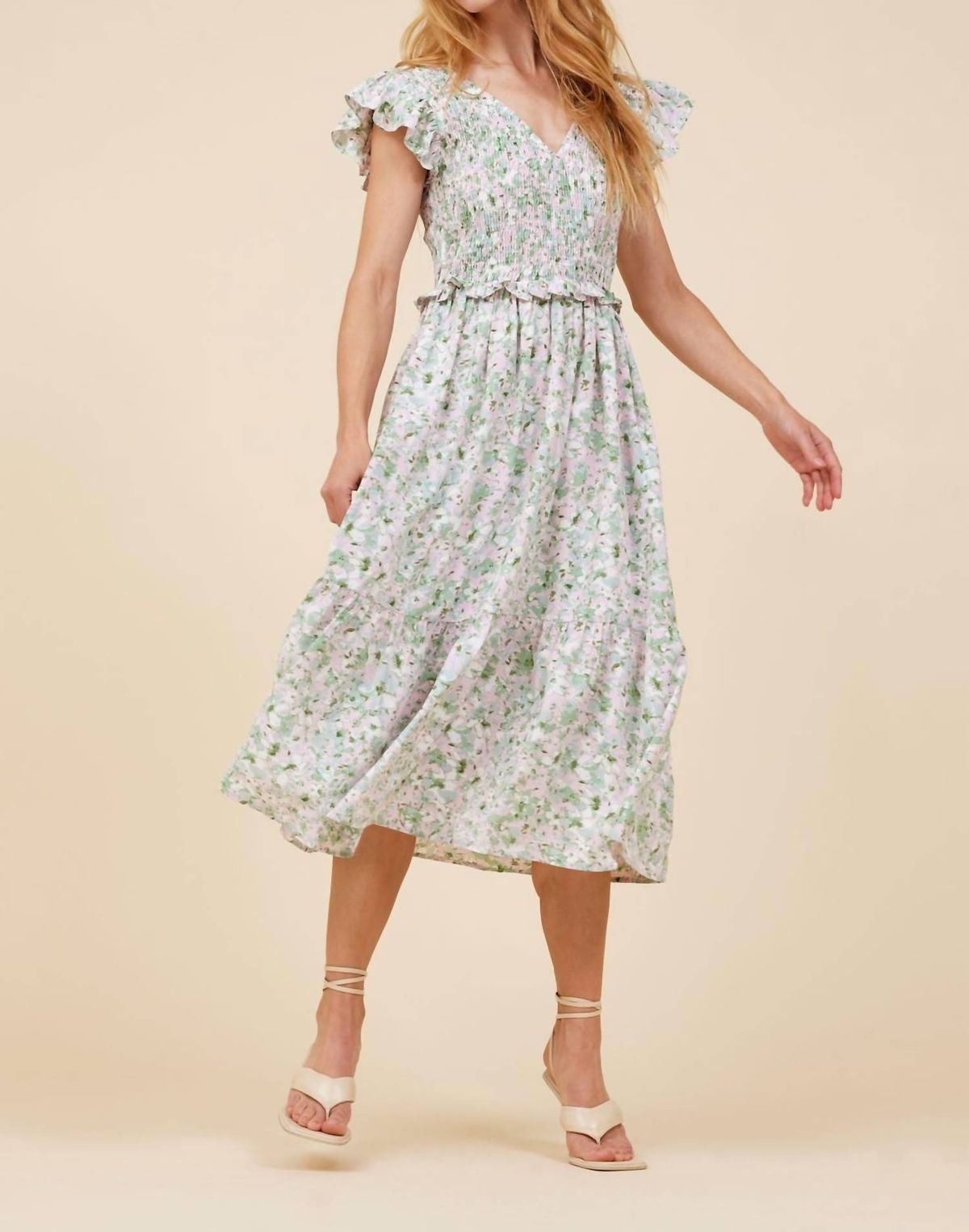 Style 1-1971516318-3011 moodie Size M Floral Green Cocktail Dress on Queenly