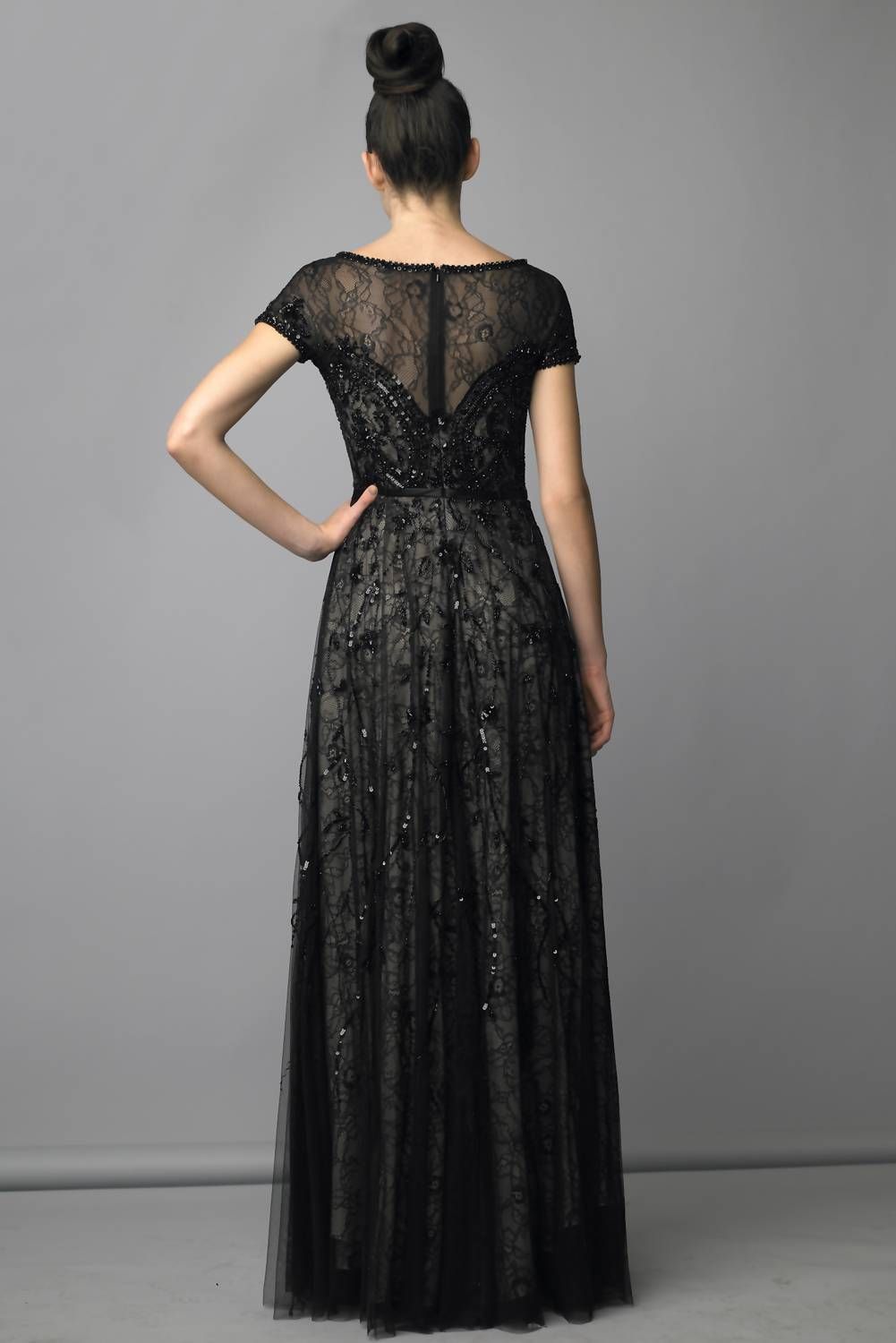 Style 1-2142603384-2168 BASIX BLACK LABEL Size 8 Pageant Lace Black Floor Length Maxi on Queenly