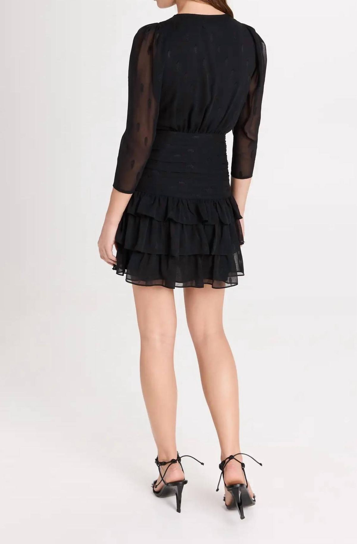 Style 1-236200614-1498 Shoshanna Size 4 Long Sleeve Sheer Black Cocktail Dress on Queenly