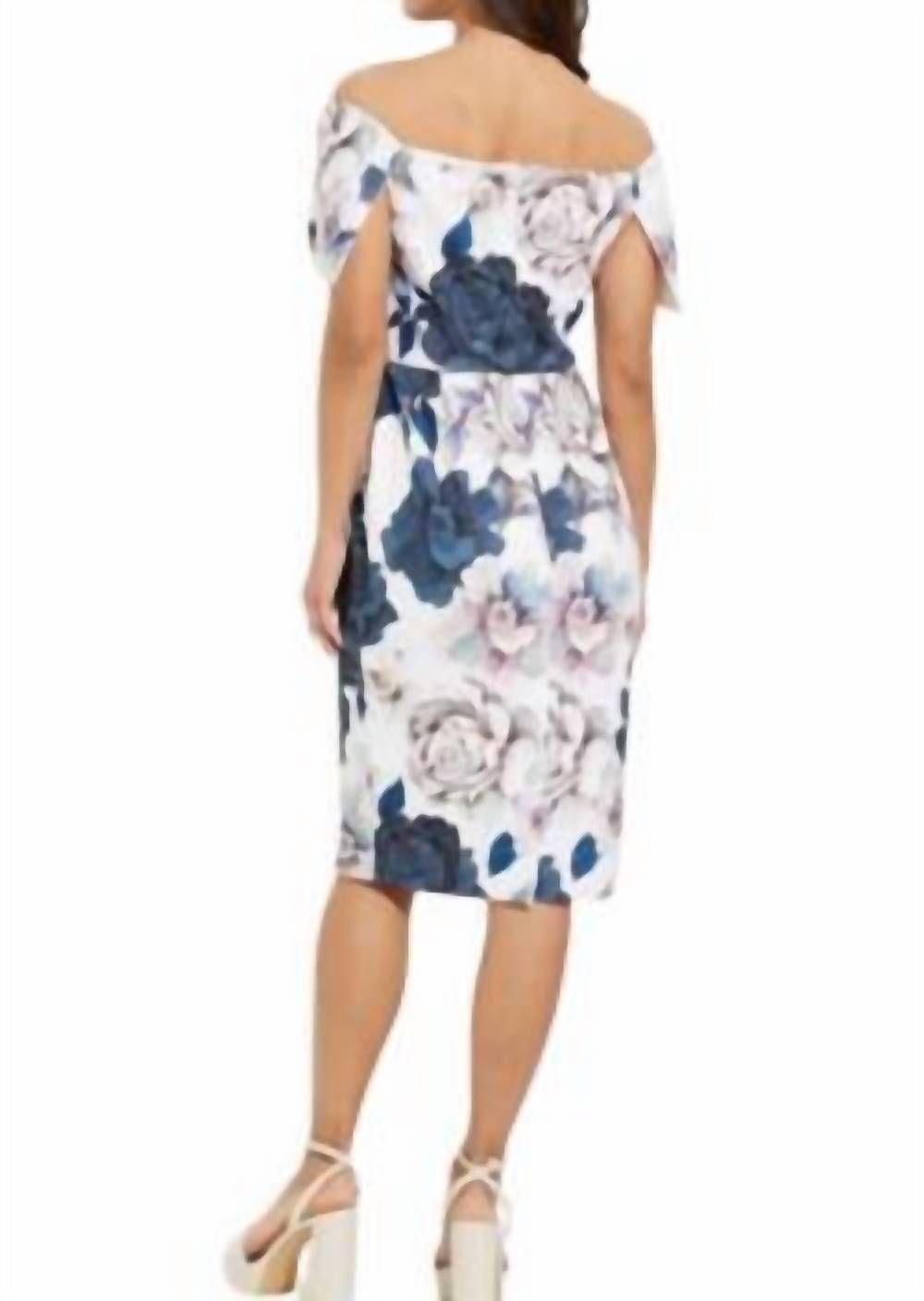 Style 1-3881168637-1901 Joseph Ribkoff Size 6 Off The Shoulder Floral Multicolor Cocktail Dress on Queenly