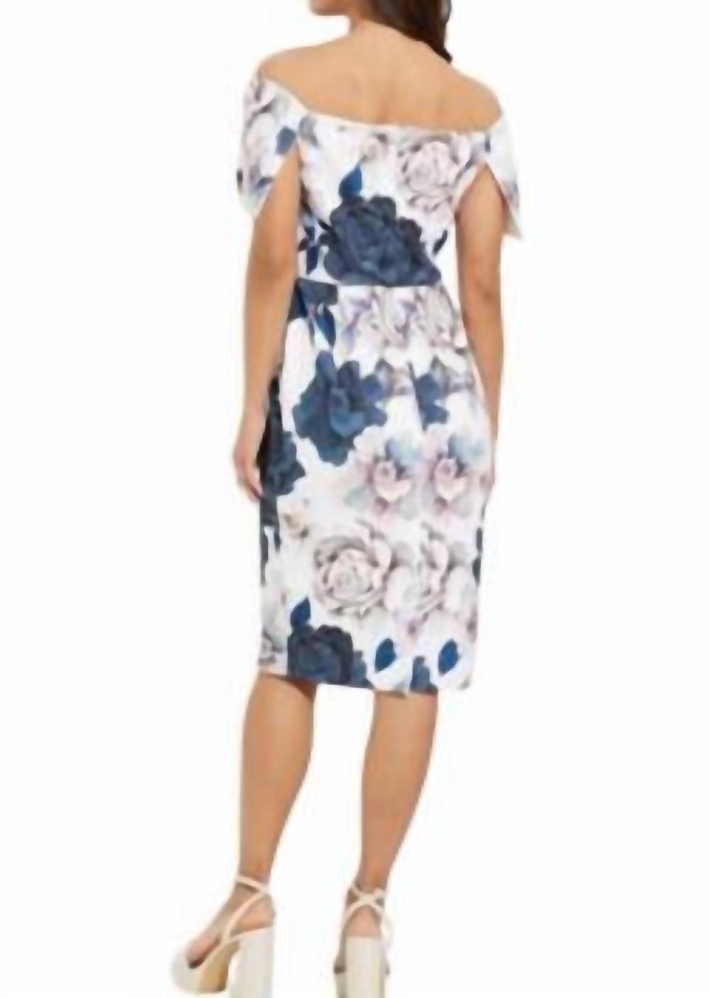 Style 1-3881168637-98 Joseph Ribkoff Size 10 Off The Shoulder Floral Multicolor Cocktail Dress on Queenly