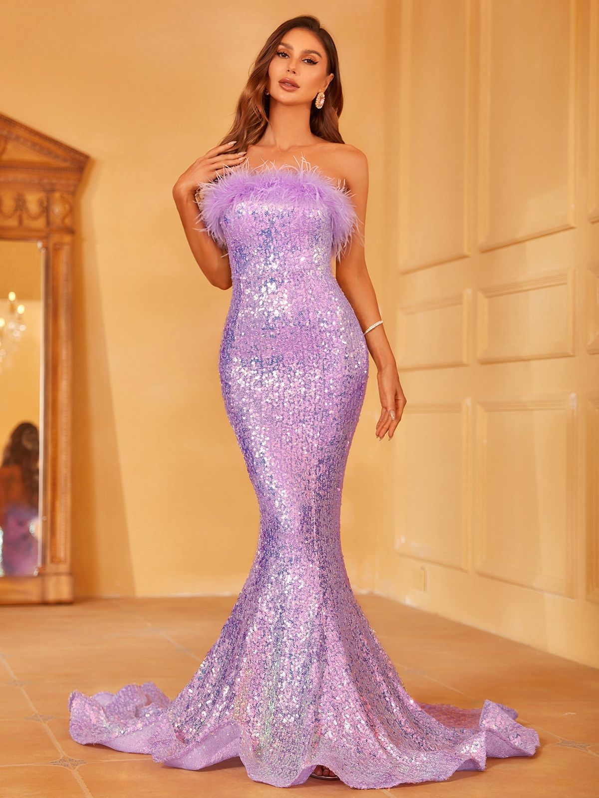 Style LAWD8036 Faeriesty Size XS Purple Mermaid Dress on Queenly