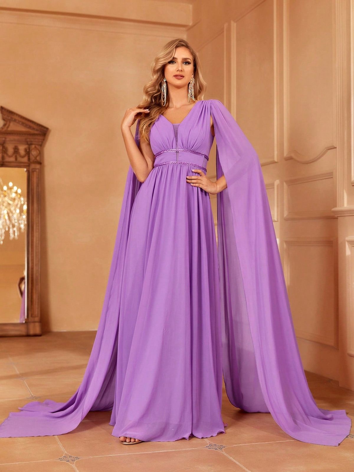 Style FSWD1589 Faeriesty Size XS Plunge Purple A-line Dress on Queenly