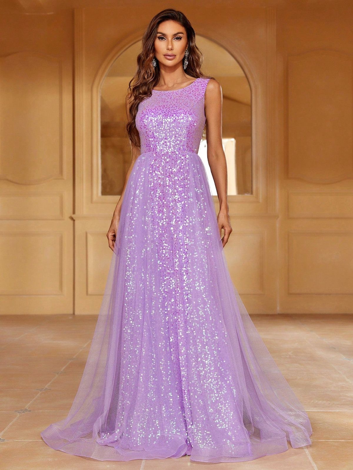 Style FSWD1239 Faeriesty Size S Sheer Purple A-line Dress on Queenly