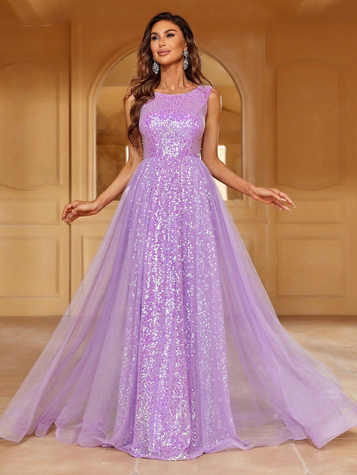 Style FSWD1239 Faeriesty Size XL Sheer Purple A-line Dress on Queenly