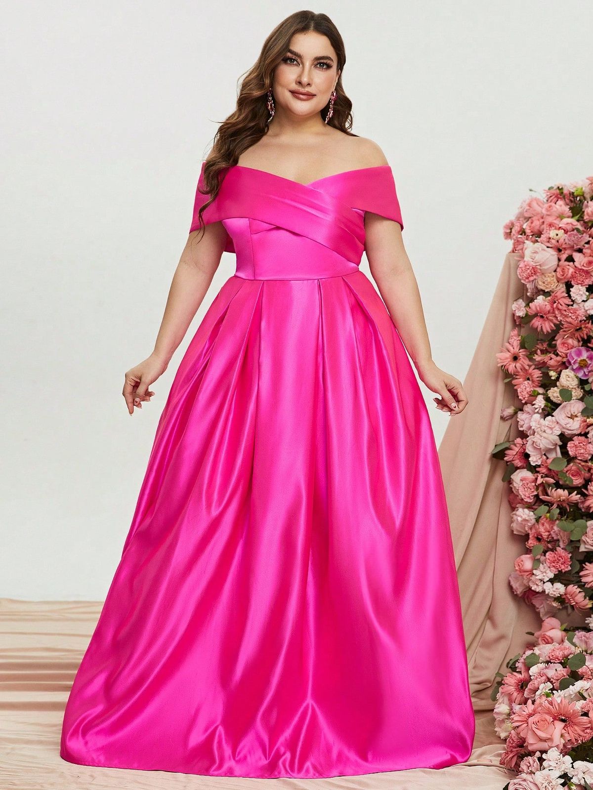 Style FSWD0861P Faeriesty Size 2X Off The Shoulder Hot Pink A-line Dress on Queenly