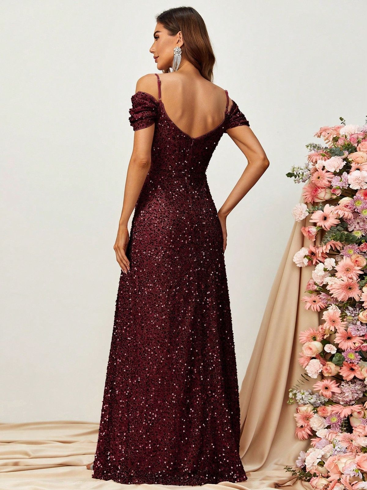 Style FSWD0722 Faeriesty Size XS Off The Shoulder Burgundy Red Side Slit Dress on Queenly