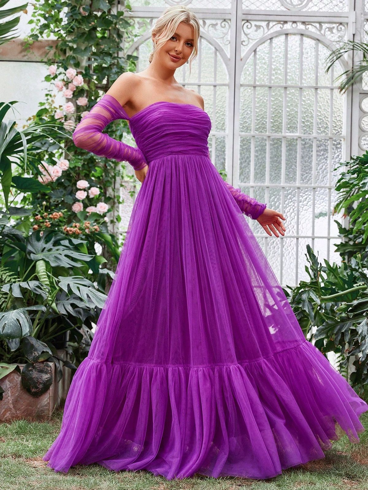 Style FSWD1426 Faeriesty Size XS Sheer Purple A-line Dress on Queenly