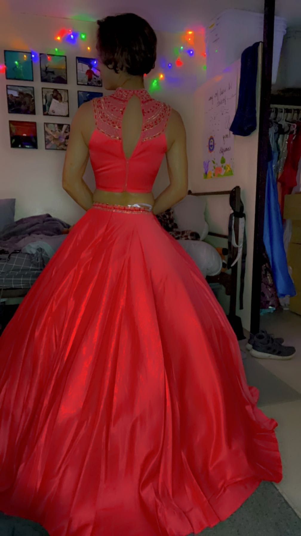 For Your Dress Size 4 Prom High Neck Red Ball Gown on Queenly