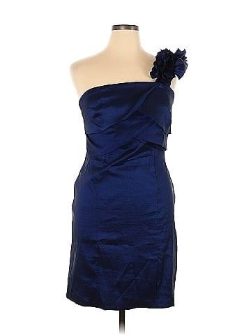 Size M Wedding Guest One Shoulder Blue Cocktail Dress on Queenly