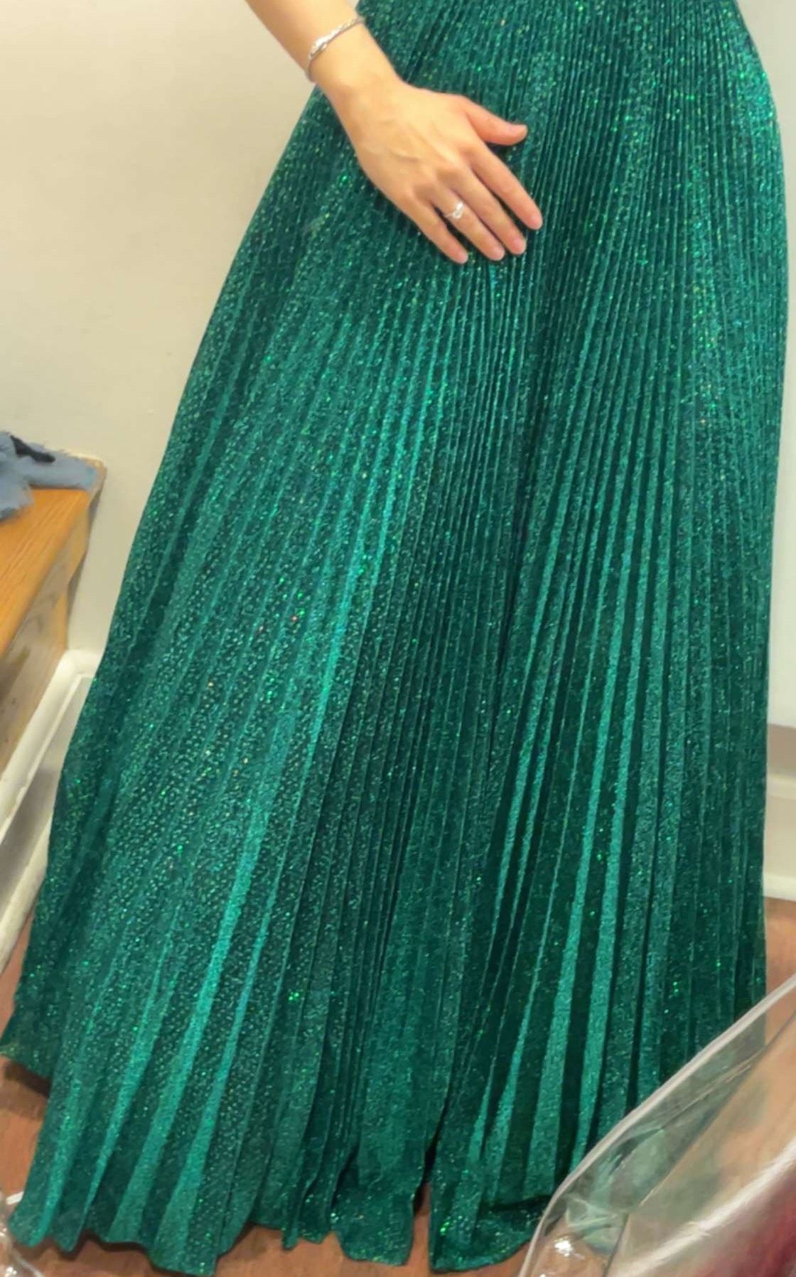 Camille La Vie Size 2 Prom One Shoulder Green Ball Gown on Queenly