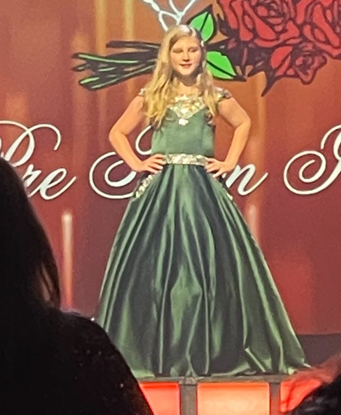 Style 13513 Tiffany Designs Girls Size 12 Pageant Off The Shoulder Green Ball Gown on Queenly