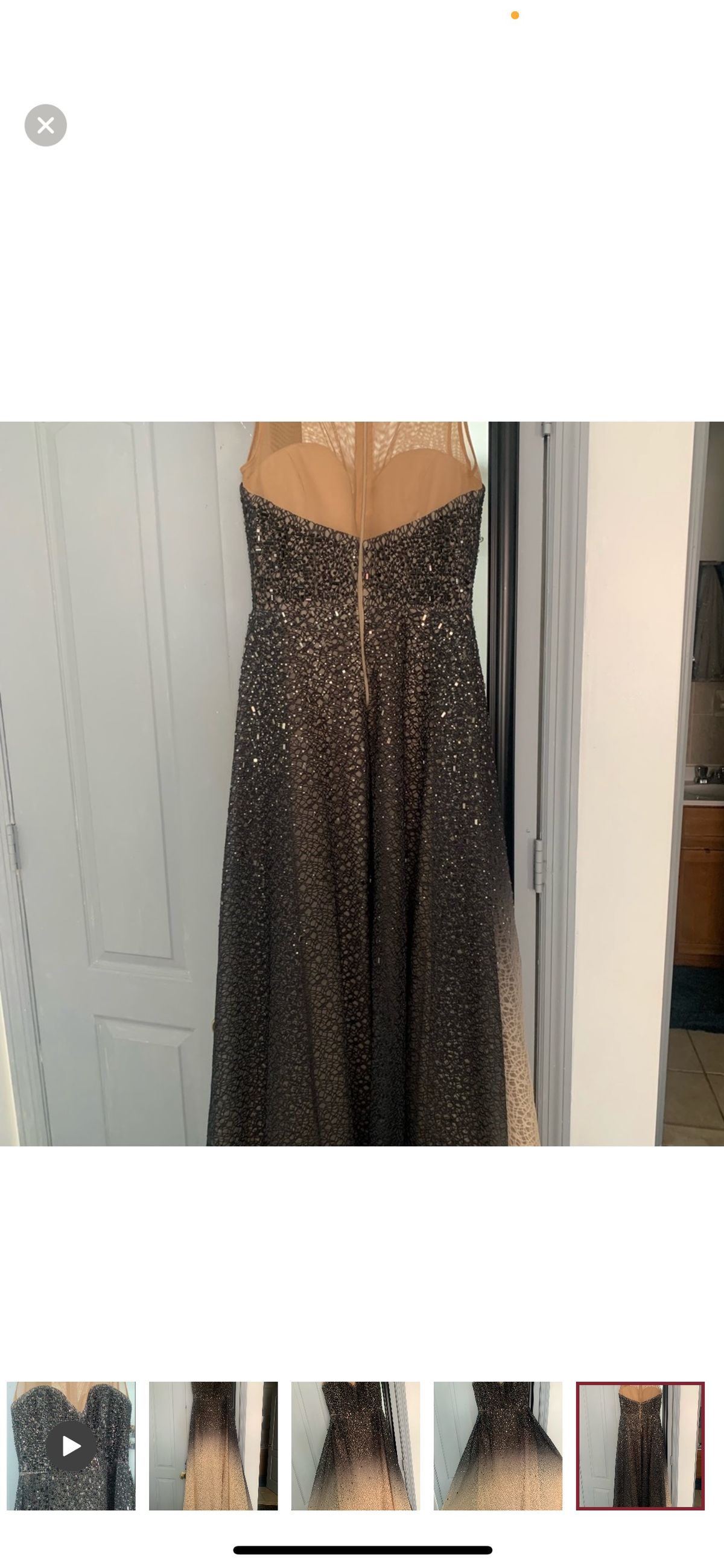 Size 10 Prom Plunge Sequined Nude Floor Length Maxi on Queenly