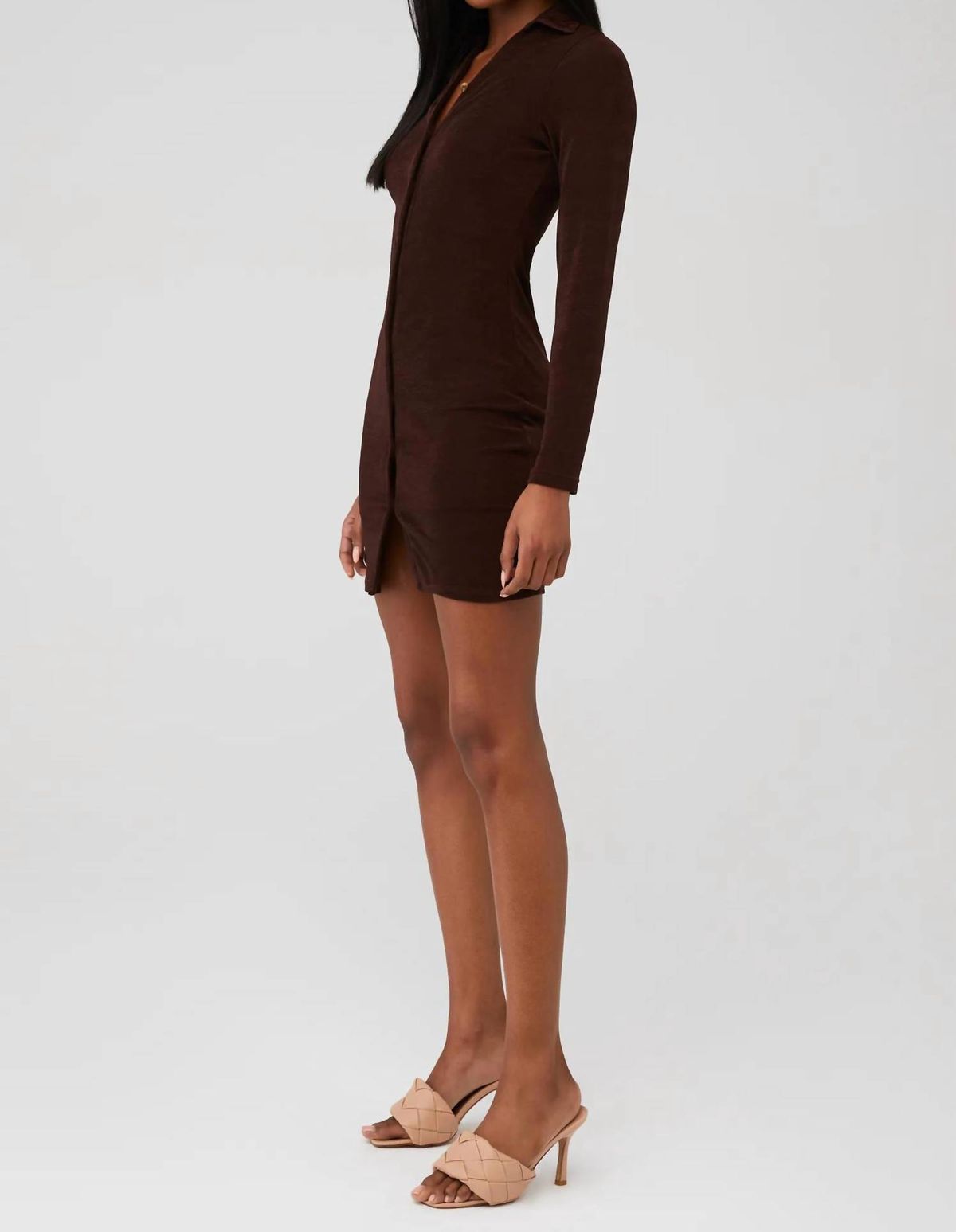 Style 1-3301208875-1498 PEPPERMAYO Size 4 Long Sleeve Brown Cocktail Dress on Queenly