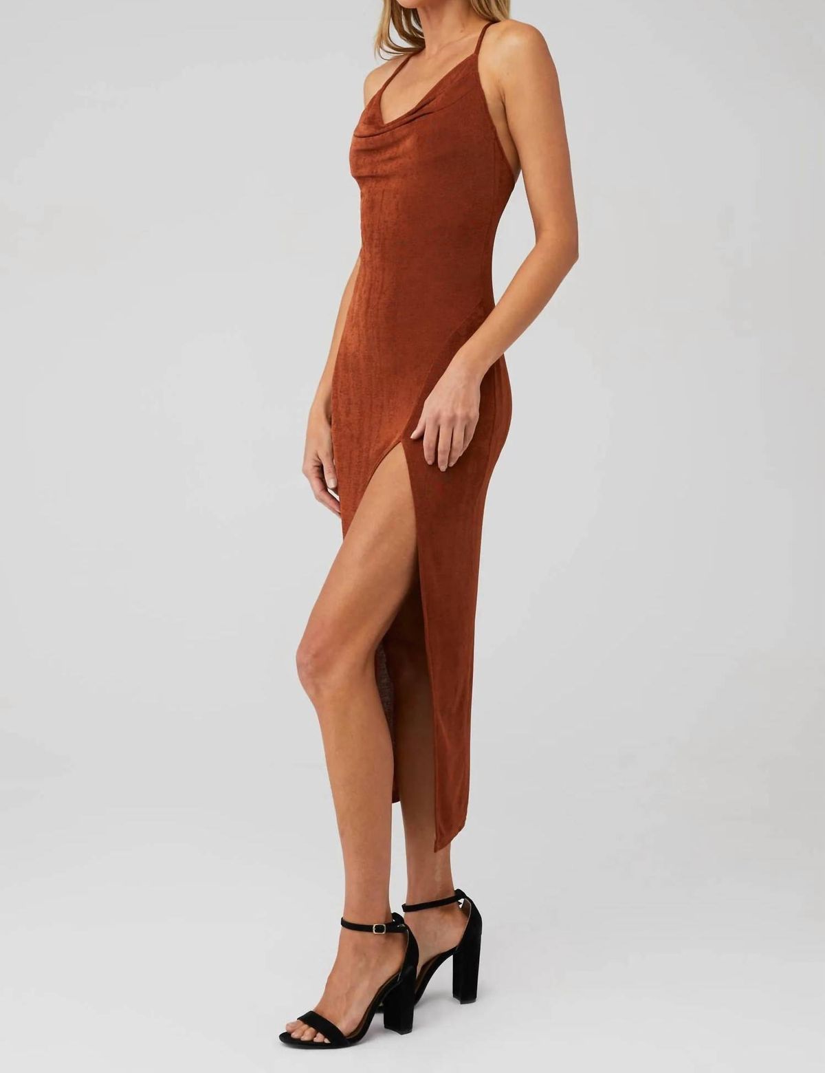 Style 1-3856418820-2901 Runaway the Label Size M Brown Side Slit Dress on Queenly