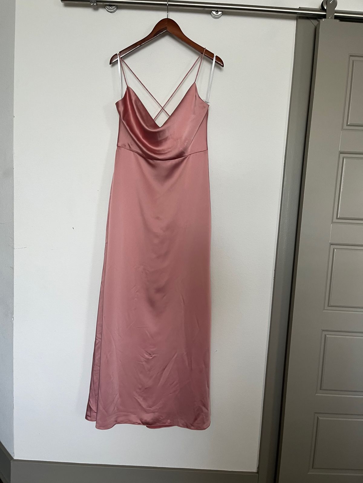 Dessy Collection Size 12 Plunge Pink A-line Dress on Queenly