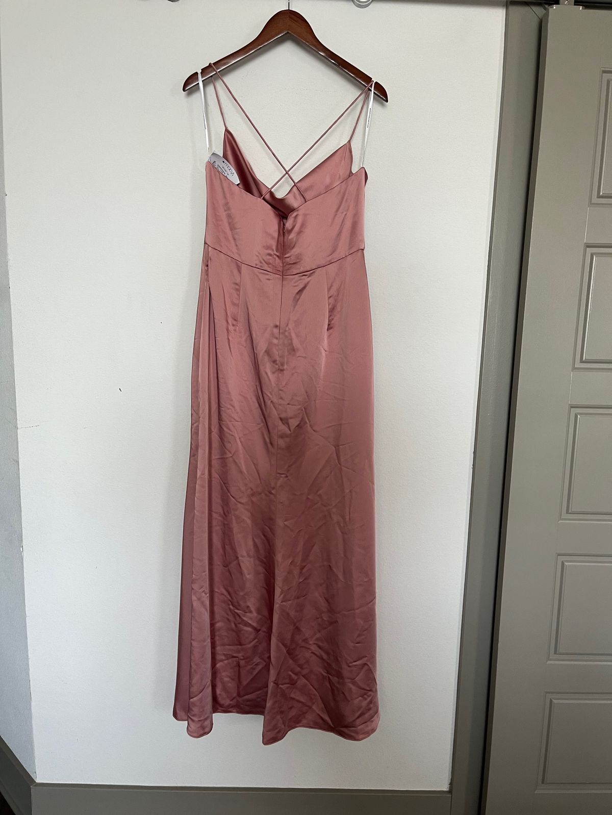 Dessy Collection Size 12 Plunge Pink A-line Dress on Queenly