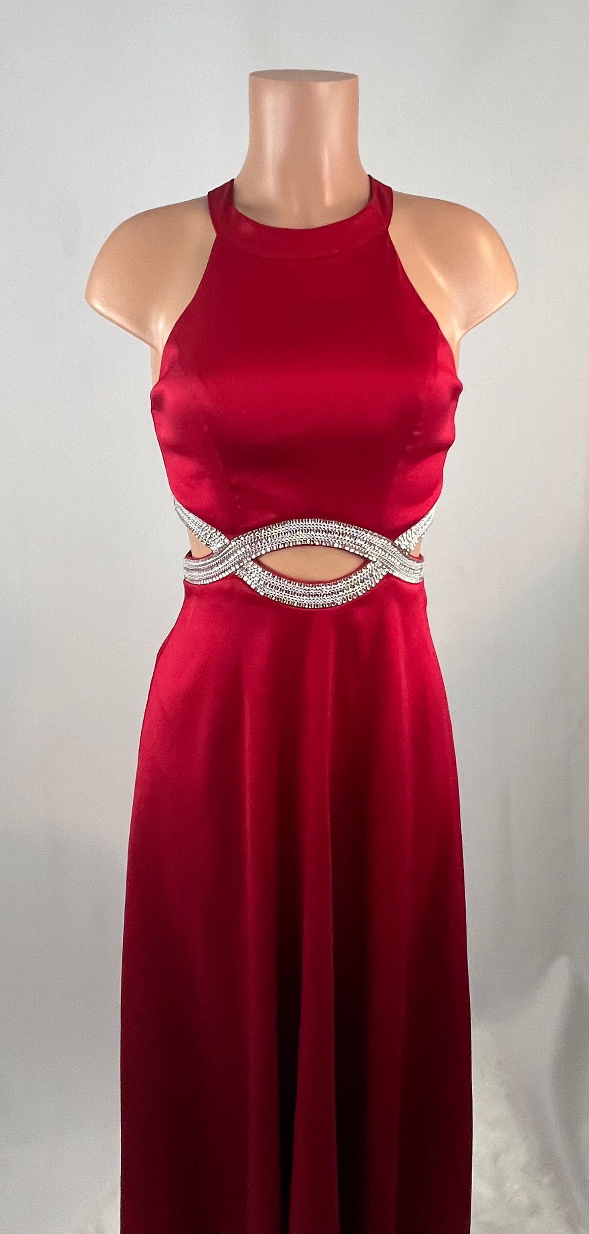 Size 2 Prom High Neck Red A-line Dress on Queenly