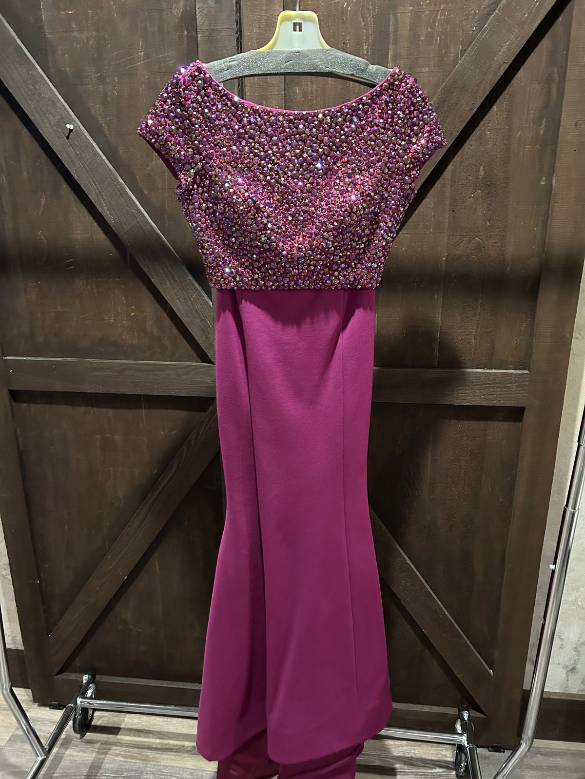 Sherri Hill Size 4 Prom Cap Sleeve Sequined Purple Mermaid Dress on Queenly