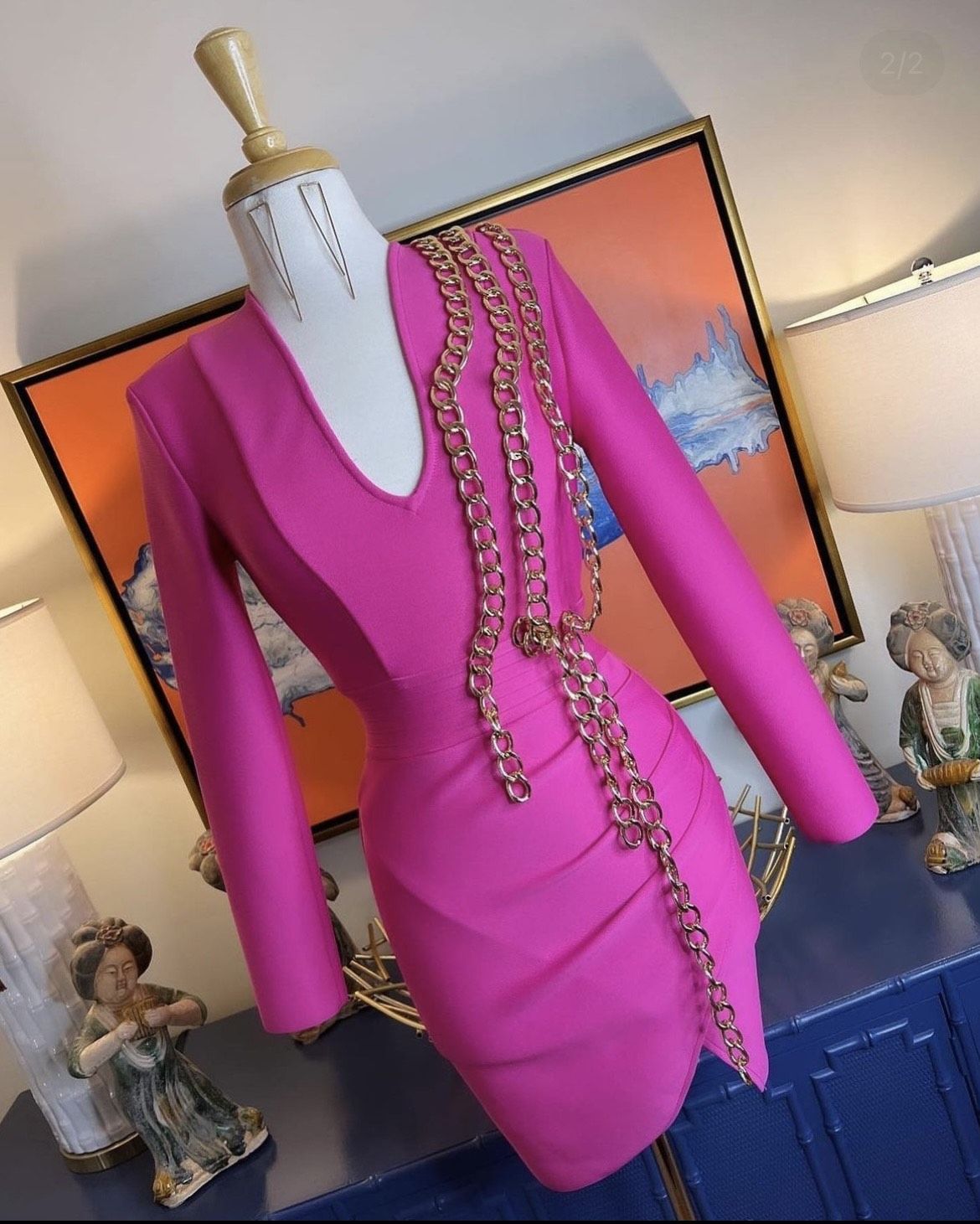 Size 4 Homecoming Plunge Hot Pink Cocktail Dress on Queenly