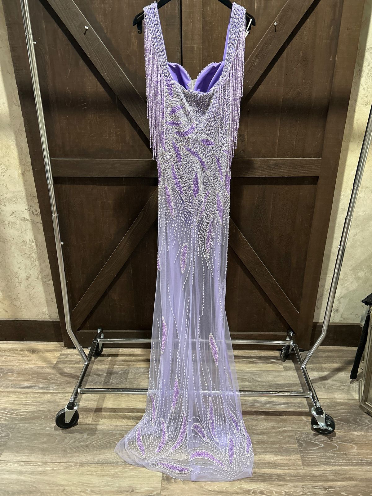 Jovani Size 2 Prom Plunge Sequined Light Purple Side Slit Dress on Queenly