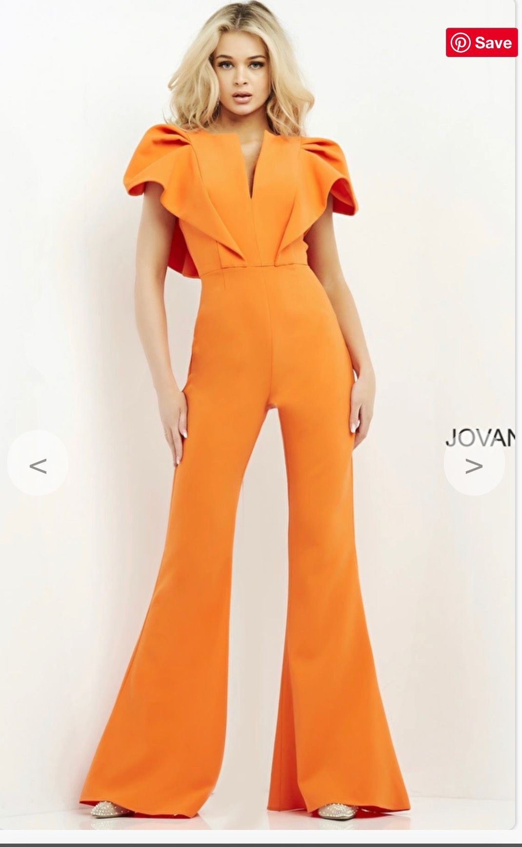 Style 00762 Jovani Size 00 Prom Blazer Orange Formal Jumpsuit on Queenly