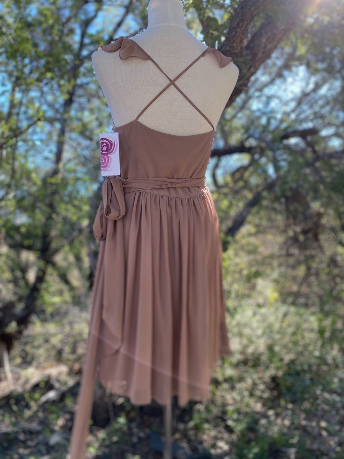 Joanna august Size L Prom Plunge Nude A-line Dress on Queenly