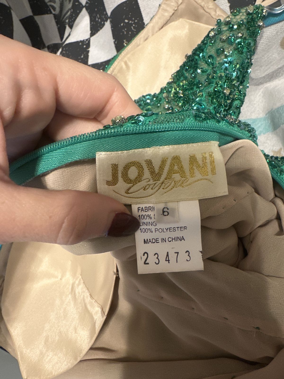 Jovani Size 6 Prom Strapless Sequined Emerald Green Side Slit Dress on Queenly