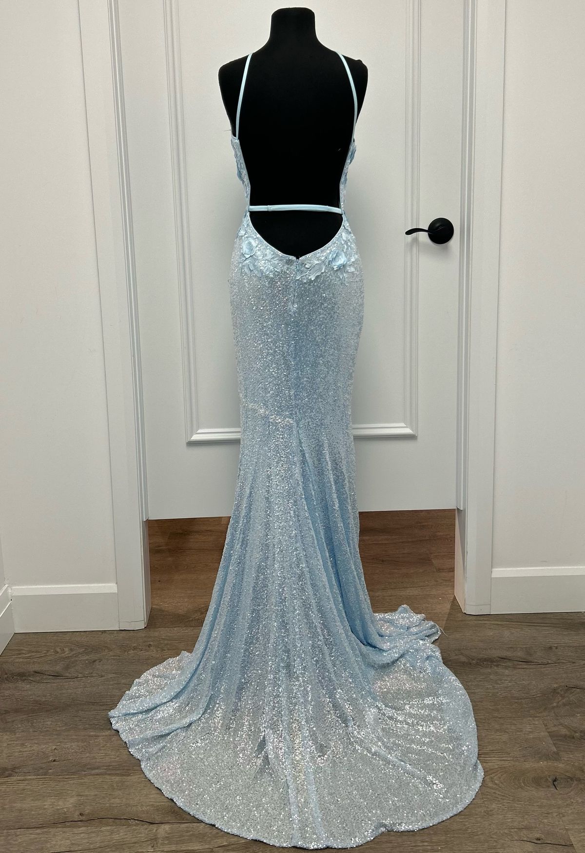 Style 1012 Jovani Size 10 Prom Plunge Blue A-line Dress on Queenly