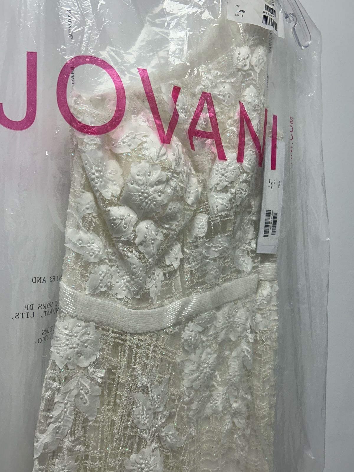 Style 1658 Jovani Size 4 One Shoulder White Mermaid Dress on Queenly
