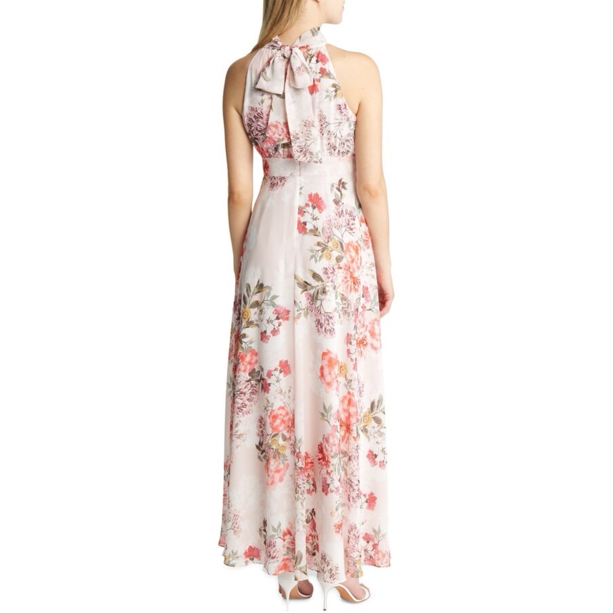 Eliza J Size 0 Prom Halter Floral Nude A-line Dress on Queenly
