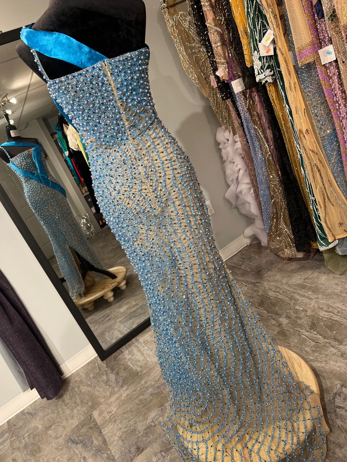 Size 6 Prom One Shoulder Light Blue Side Slit Dress on Queenly