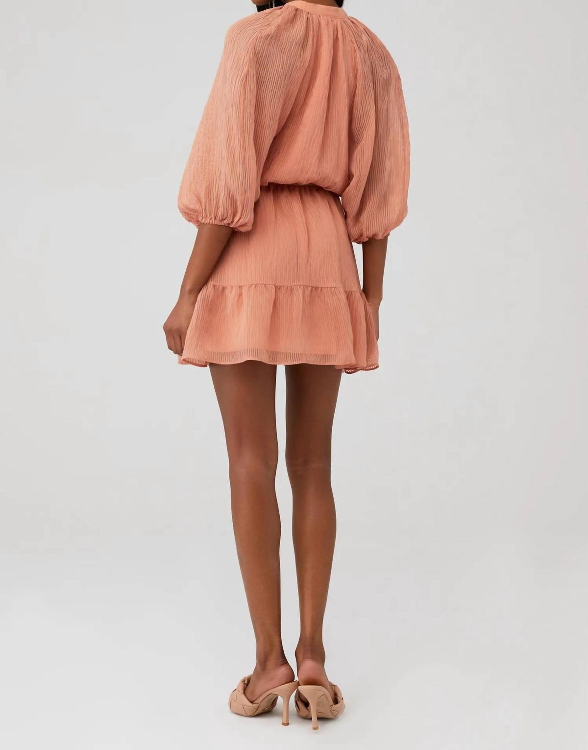 Style 1-2761614381-2901 MINKPINK Size M Long Sleeve Sheer Rose Gold Cocktail Dress on Queenly
