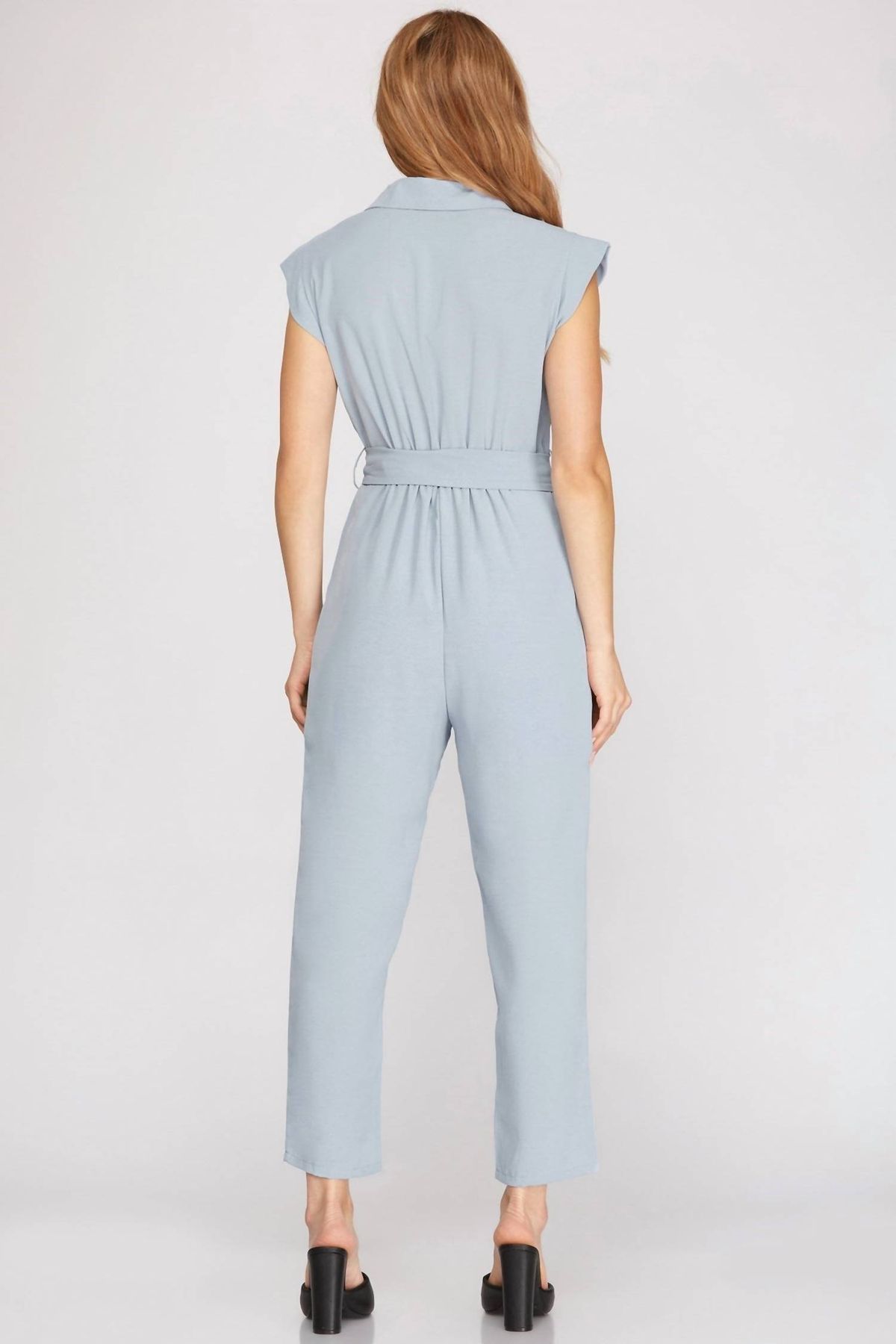 Style 1-3333845371-2791 SHE + SKY Size L Light Blue Formal Jumpsuit on Queenly