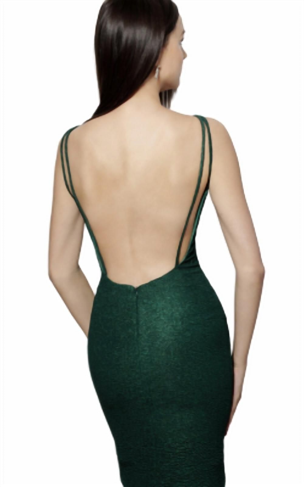 Style 1-4176956718-98 JOVANI Size 10 Plunge Emerald Green Cocktail Dress on Queenly