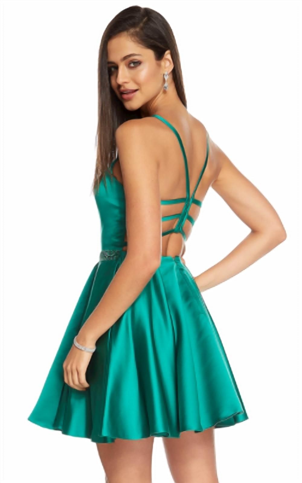 Style 1-790648555-238 ALYCE PARIS Size 12 Satin Emerald Green Cocktail Dress on Queenly
