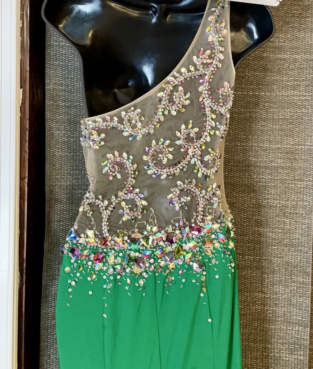 Xtreme Prom Size 2 Prom Sheer Green Mermaid Dress on Queenly