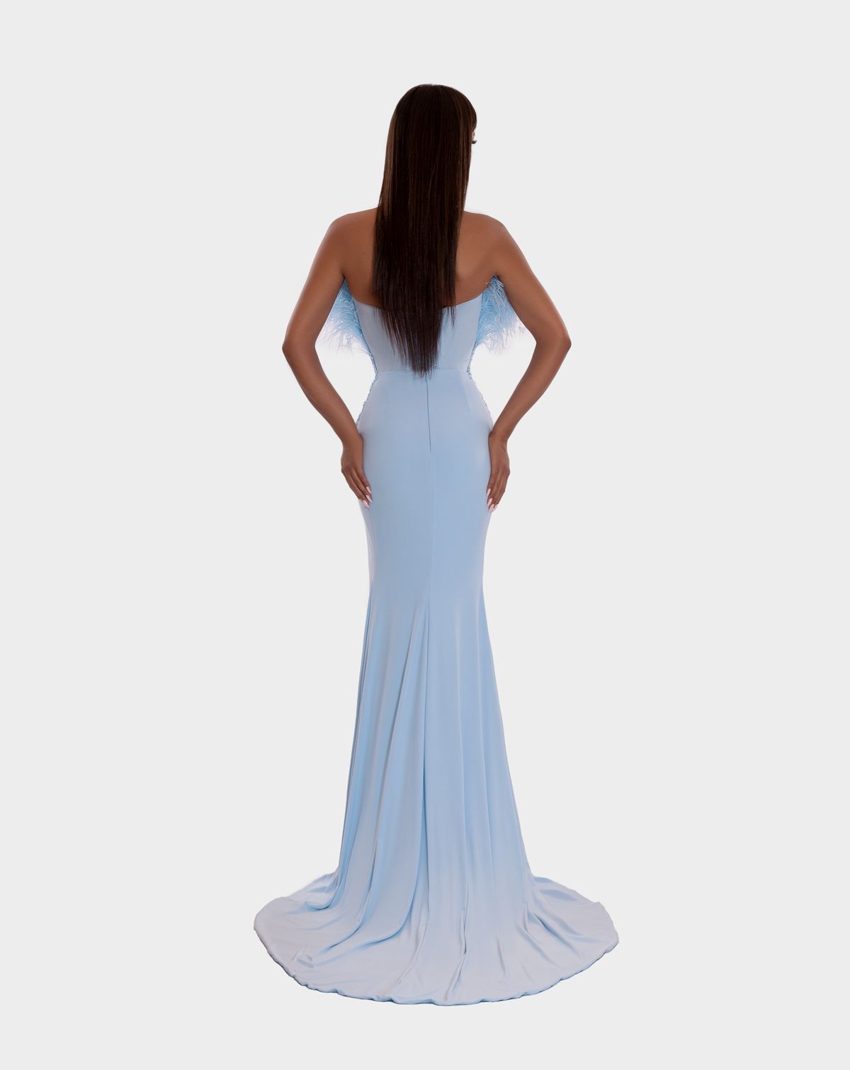 Style AD5228 Albina Dyla Size S Pageant Blue Side Slit Dress on Queenly