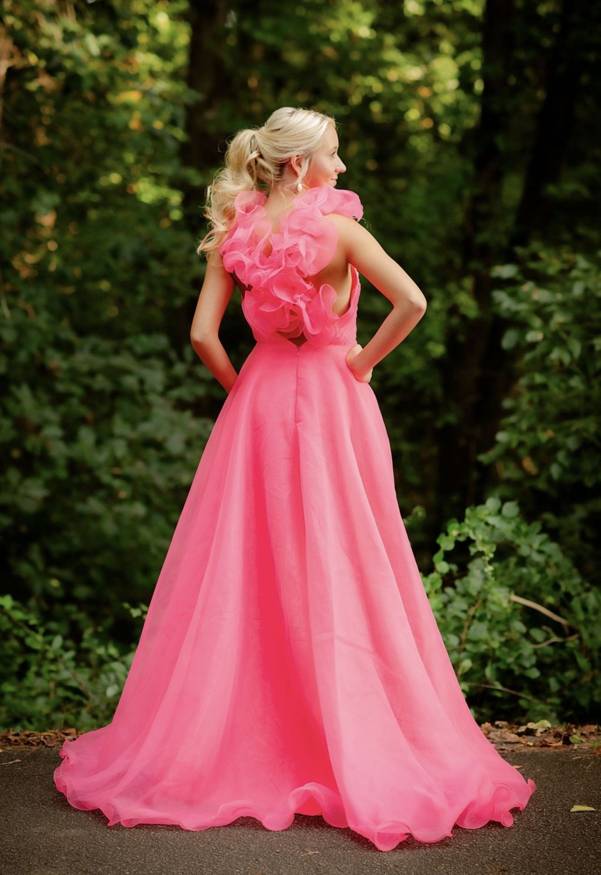 Style 11166 Ashley Lauren Size 4 Prom Plunge Pink Ball Gown on Queenly