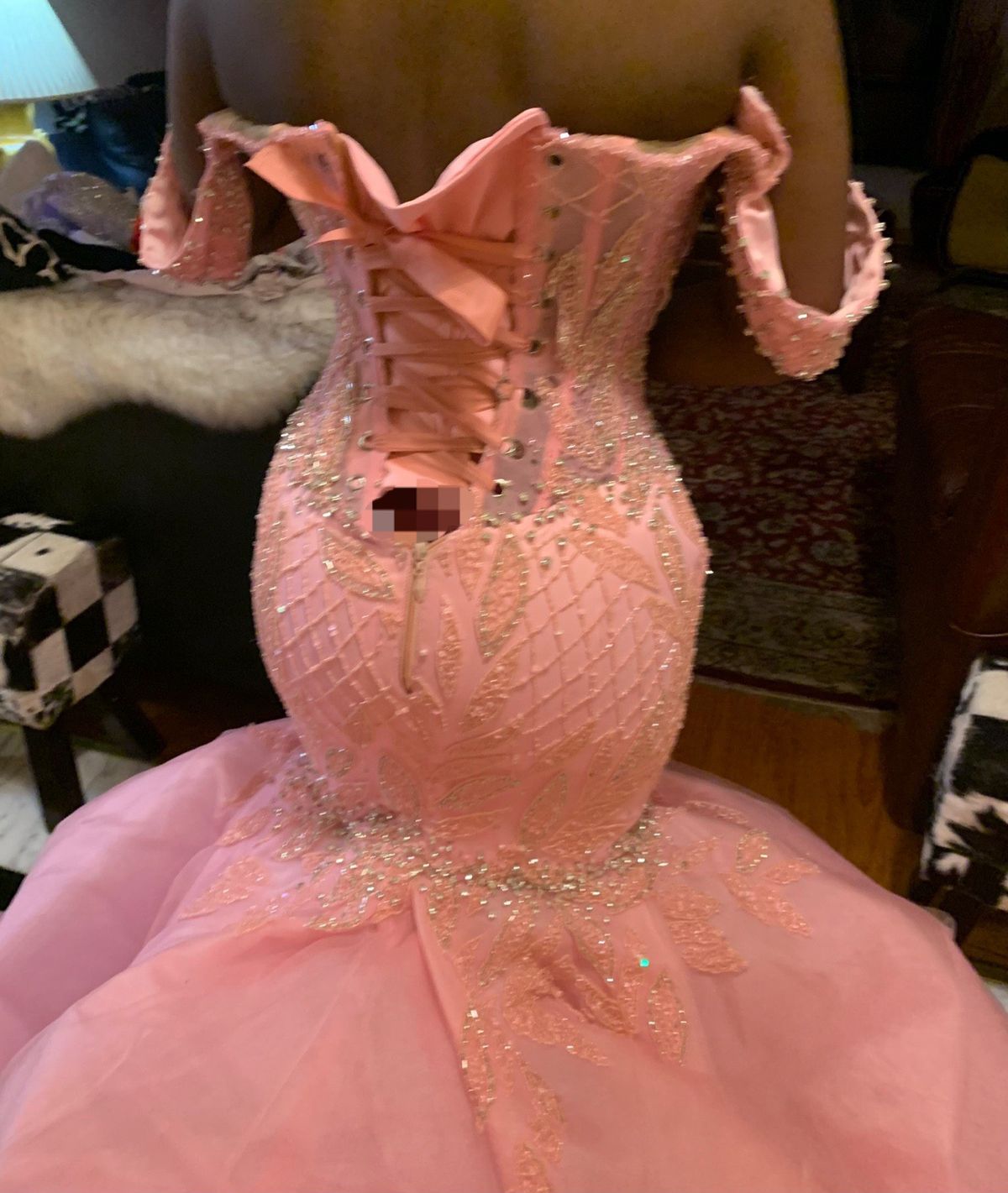 Size S Prom Off The Shoulder Sequined Pink Mermaid Dress on Queenly