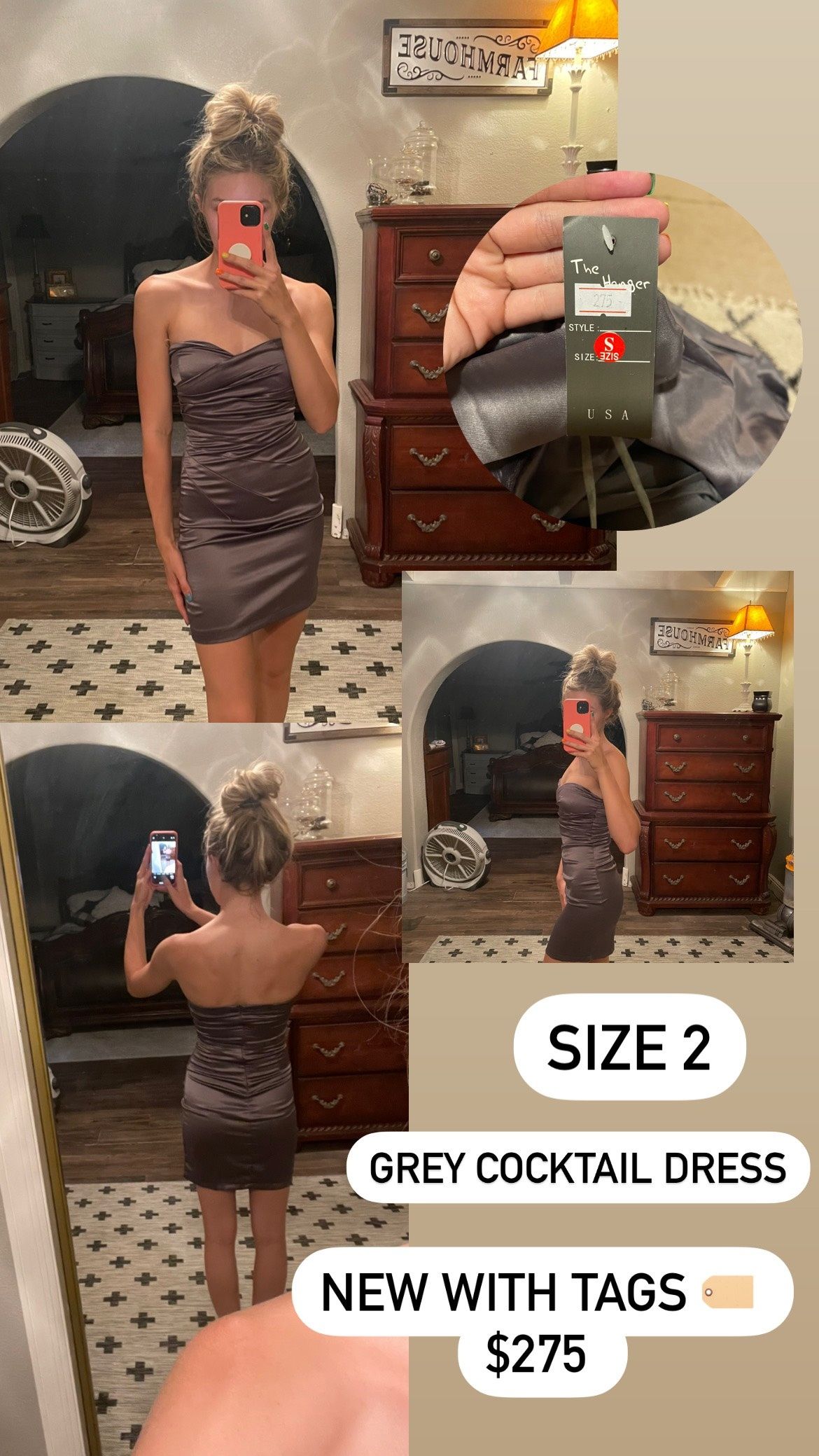 Size 2 Homecoming Strapless Silver Cocktail Dress on Queenly