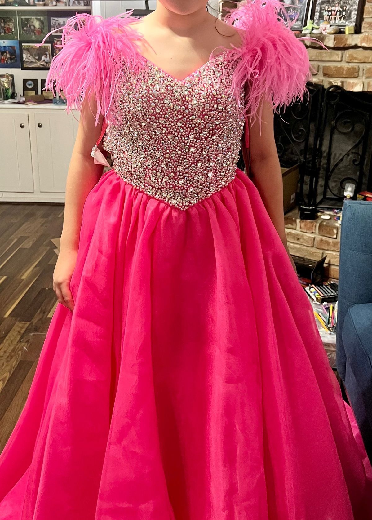 Style 11314 Ashley Lauren Size 2 Prom Off The Shoulder Sequined Hot Pink Ball Gown on Queenly