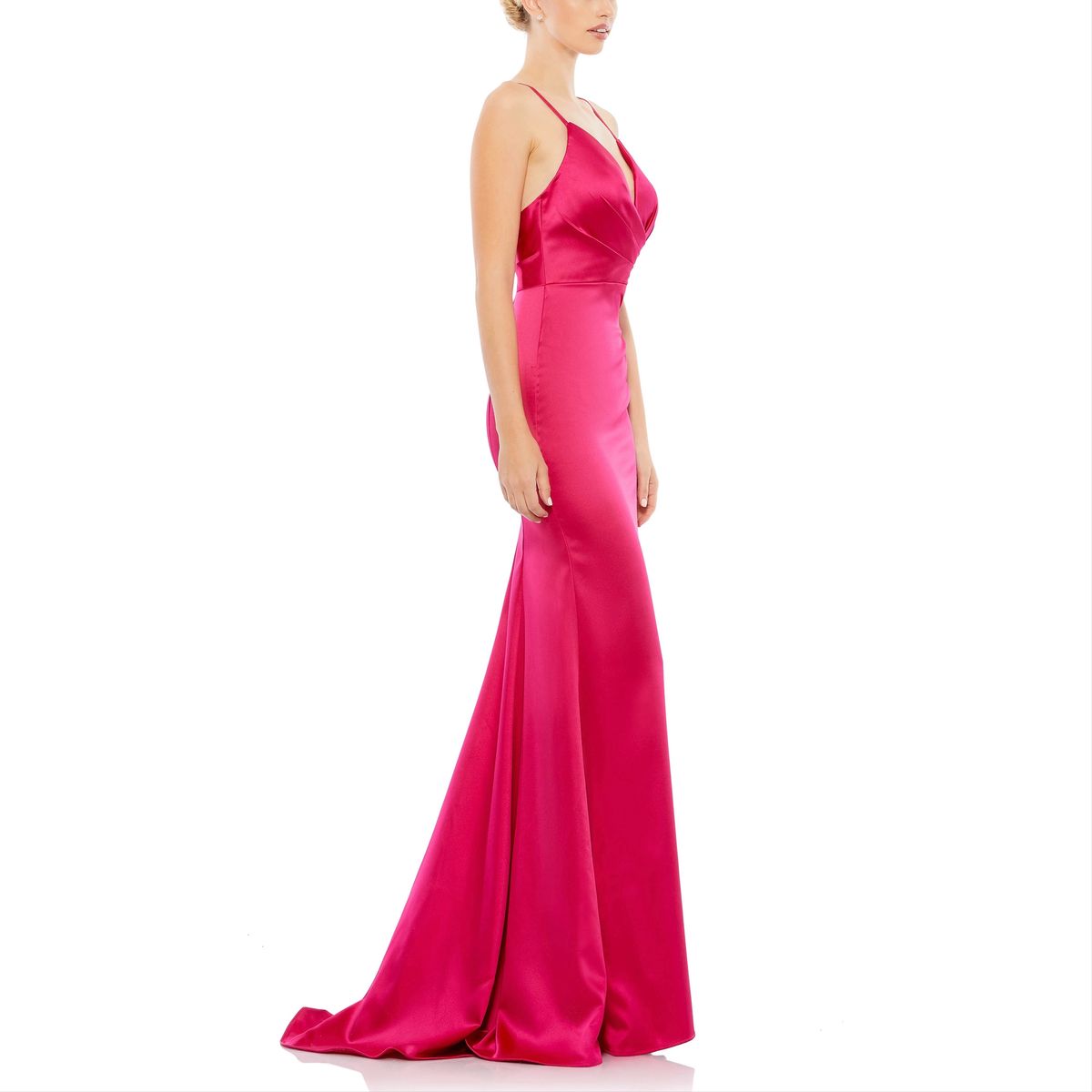 Style 26264 Mac Duggal Size 10 Plunge Hot Pink A-line Dress on Queenly