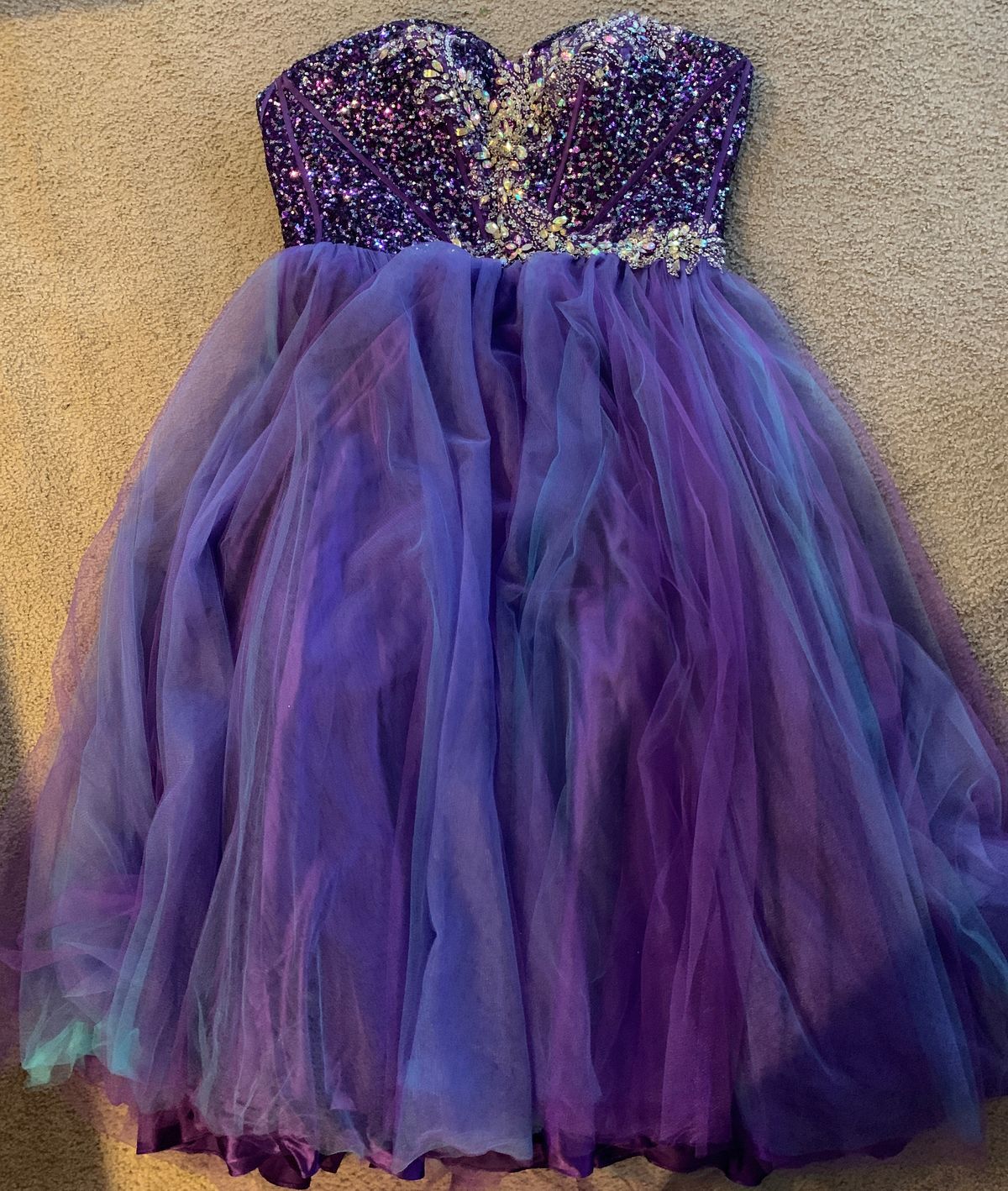 Splash Plus Size 16 Prom Strapless Purple Ball Gown on Queenly