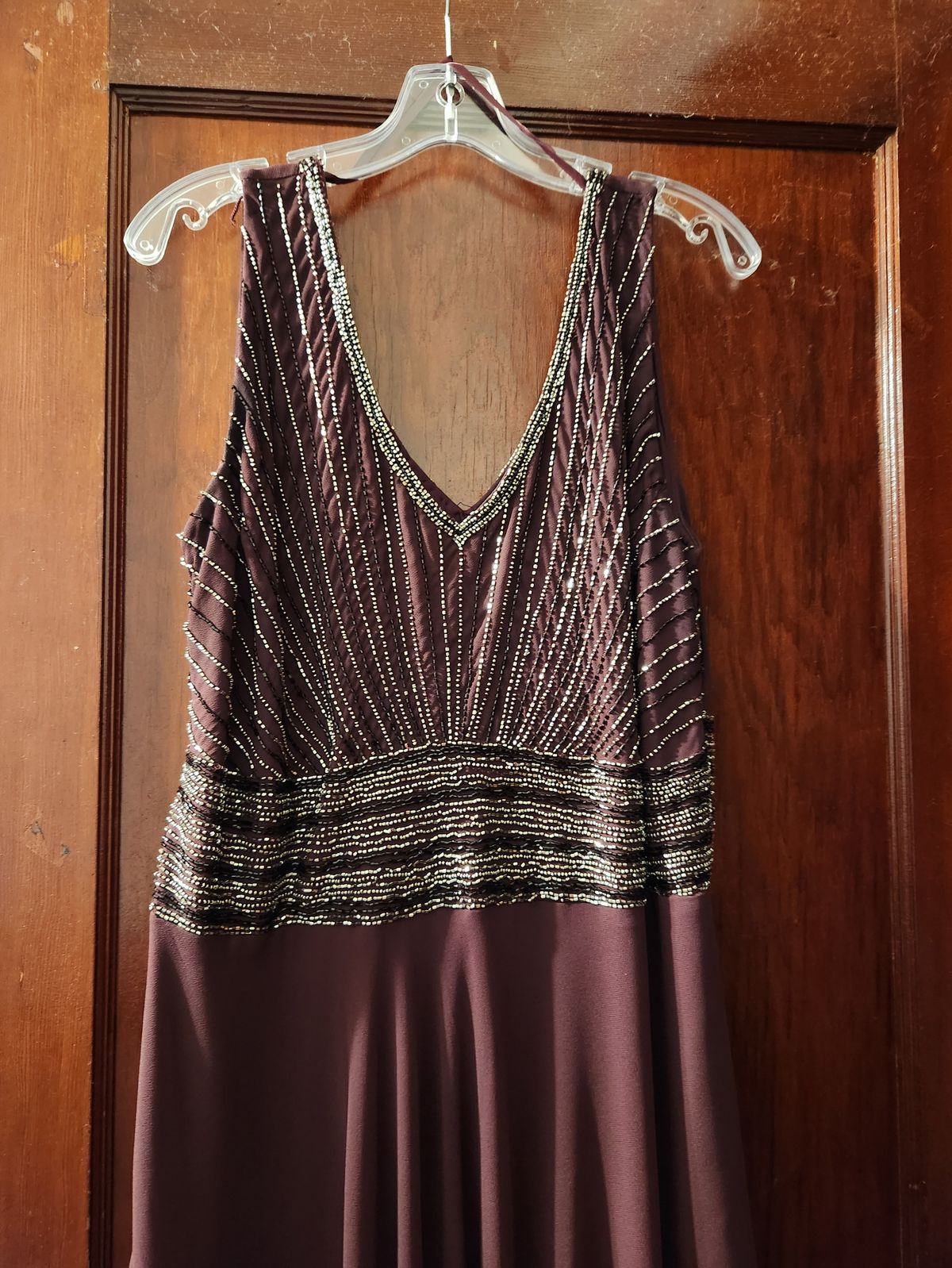 Jkara Plus Size 18 Plunge Purple A-line Dress on Queenly