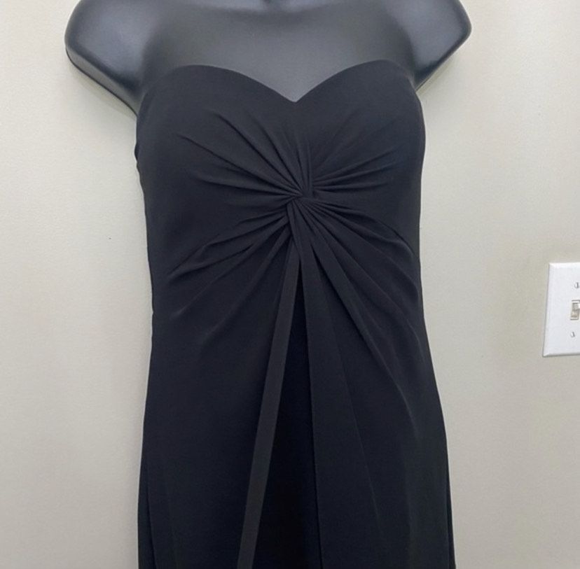 Style 43604 Symphony of Venus Size 4 Prom Strapless Black A-line Dress on Queenly